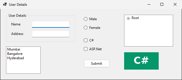The finished User Details form running on Windows