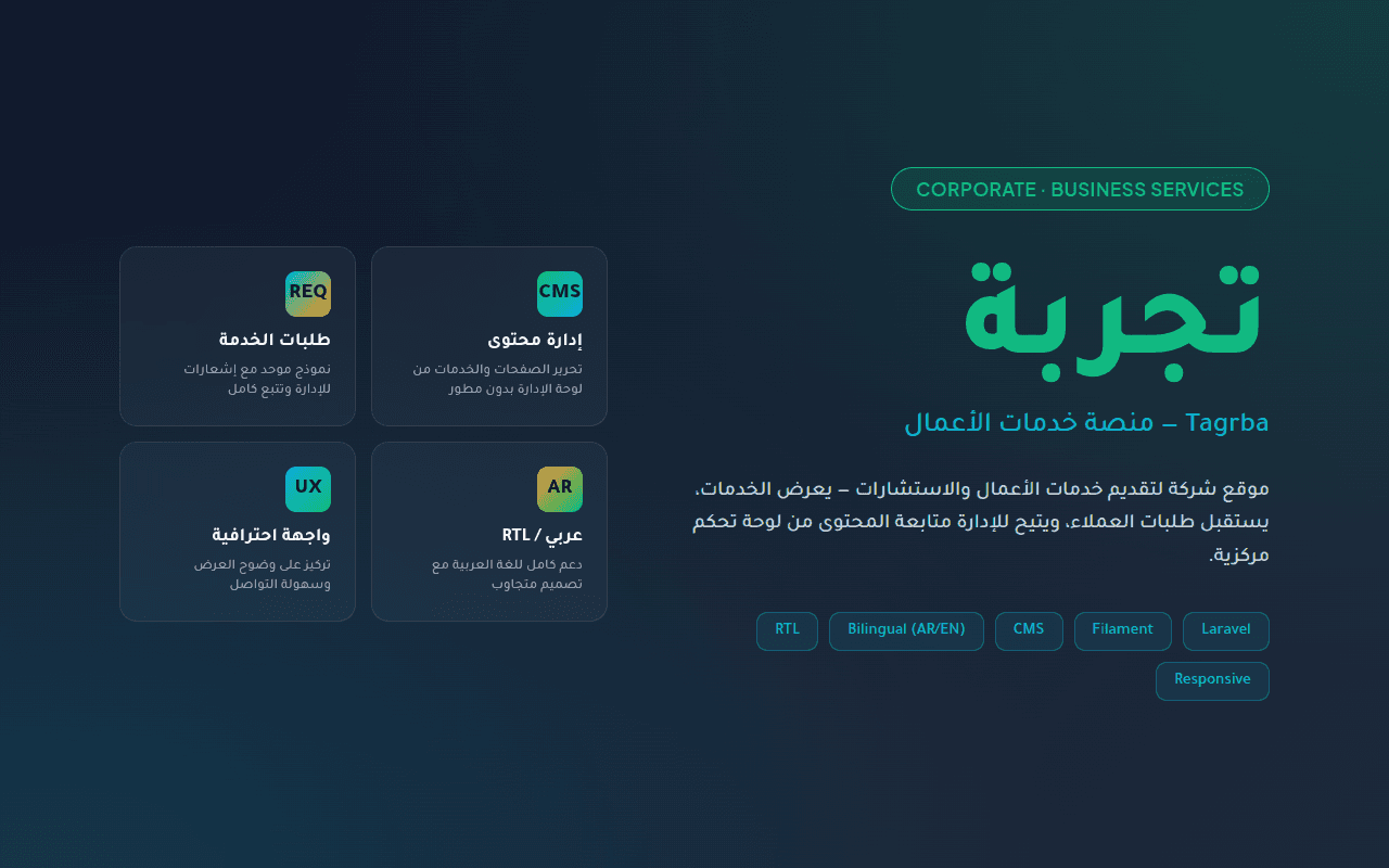 تجربة — موقع خدمات الأعمال