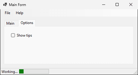 تبويب Options مختار، ويعرض مربع الاختيار Show tips