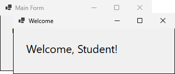 نموذج Welcome يعرض Welcome, Student!