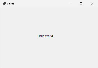 The Hello World form running on Windows