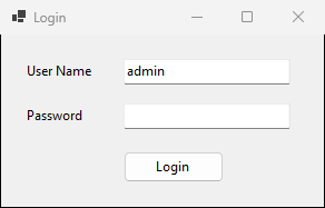 A login form with two labels, two text boxes and a Login button, built and run for this section