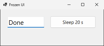 The window after the 20 seconds: the text box shows Done