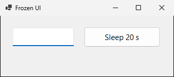 The window before the click: an empty text box and a button labelled Sleep 20 s